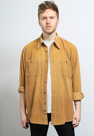 VINTAGE CORDUROY CORD SHIRT BROWN