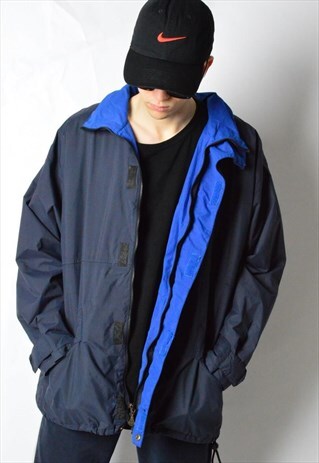 VINTAGE 90S NAVY BLUE EMBROIDERED SHELL JACKET