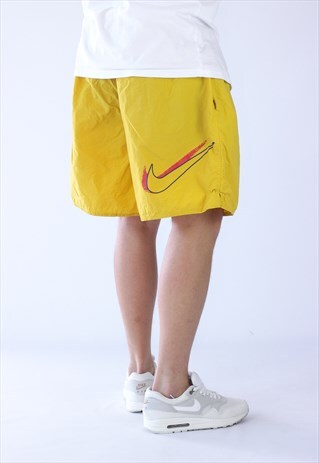 VINTAGE MENS NIKE SWIM BEACH BIG LOGO SHORTS