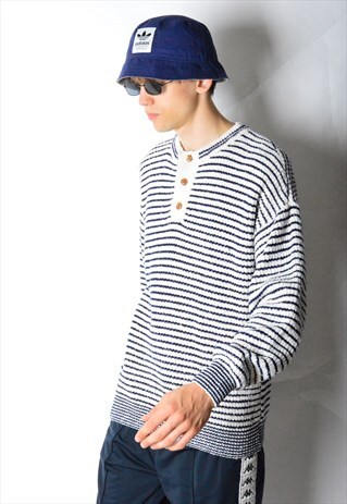 VINTAGE 80S STRIPED THICK JUMPER