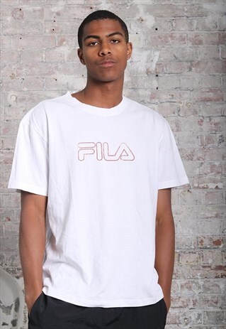 VINTAGE FILA BIG LOGO SPELLOUT T-SHIRT WHITE