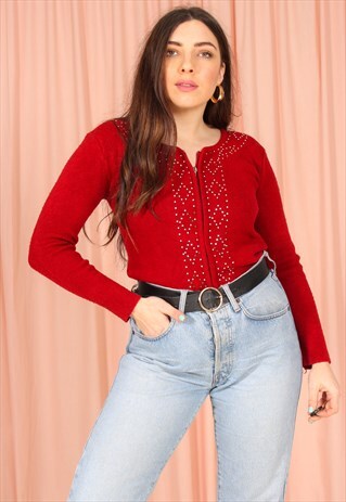 VINTAGE 80S JUMPER WITH DIAMONTE DETAILING