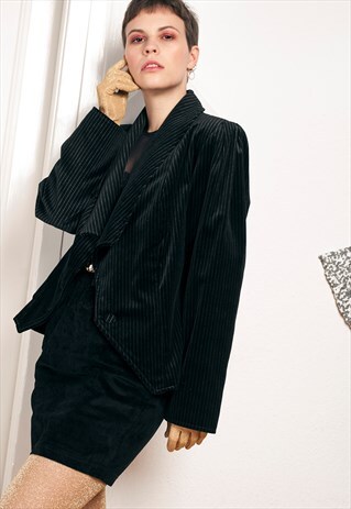 VELVET BLAZER - 80S VINTAGE PINSTRIPED JACKET