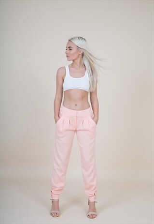 PEACH BUTTON TROUSERS