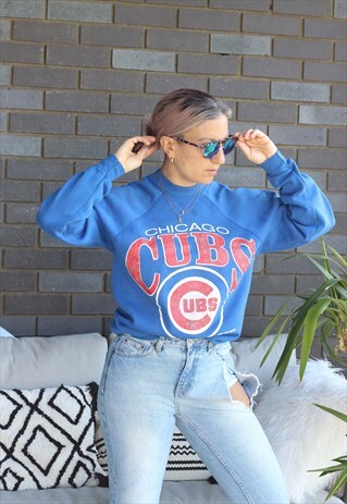 VINTAGE 1980S RARE BLUE CHICAGO CUBS SWEATSHIRT