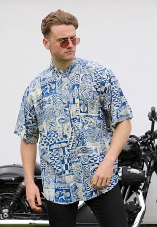 RALPH LAUREN CHAPS RETRO MOSAIC SHORT SLEEVE SHIRT