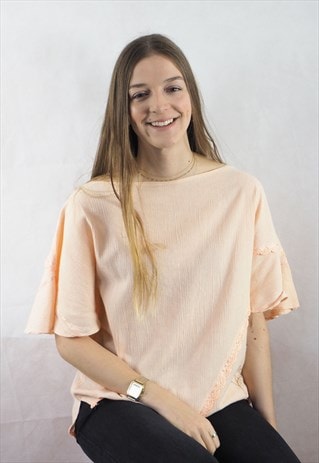 VINTAGE PEACH CHEESECLOTH HIPPY TOP
