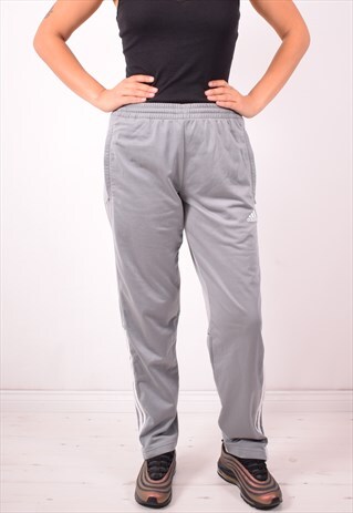 ADIDAS WOMENS VINTAGE TRACKSUIT TROUSERS MEDIUM GREY 90S