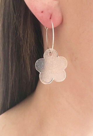 FLOWER EARRINGS, HOOP EARRINGS, GLITTER EARRINGS, SPARKLE