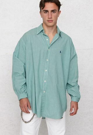 VINTAGE GREEN RALPH LAUREN LONG SLEEVE CHECKERED SHIRT