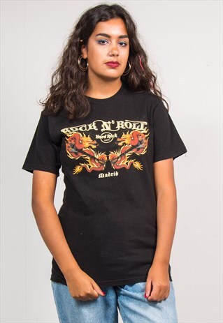 90'S VINTAGE Y2K BLACK DRAGON GUITAR HARD ROCK CAFE T-SHIRT