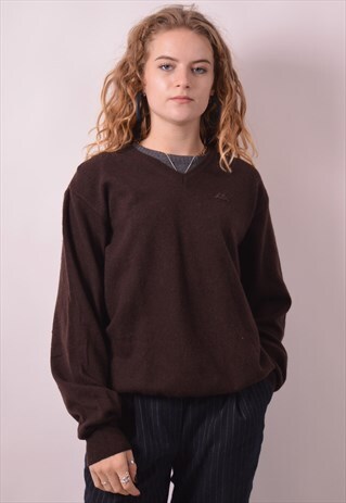 KAPPA WOMENS VINTAGE JUMPER SWEATER MEDIUM BROWN 90S