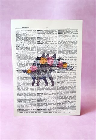 STEGOSAURUS DICTIONARY ART PRINT A5