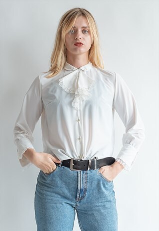 VINTAGE 60S BAROCCO SHIRT BLOUSE WITH NECK DETAIL