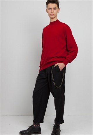 VINTAGE RED BELLEMOUR TURTLE NECK KNIT JUMPER