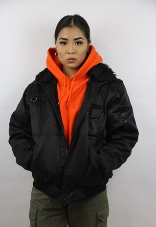 VINTAGE FAUX FUR LINED BOMBER 90S JACKET