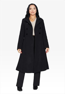 Shannon A-Line Double Breasted Coat (Black)