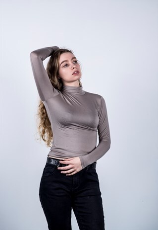 VINTAGE 1990S BEIGE TURTLE NECK JUMPER