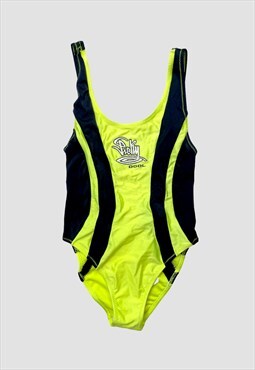 Vintage 90s Swimsuit Neon Ibiza Party 80s One Piece Backless