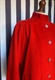 VINTAGE 80S RED WOOL JACKET OR SHORT COAT, UK14/16