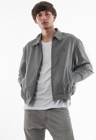 VINTAGE YVES SAINT LAURENT HARRINGTON 90S WHITE BLACK CHECK