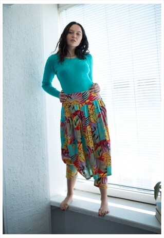 VINTAGE 90'S MULTI COLOUR PATTERNED HAREM TROUSERS