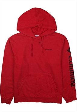 Vintage 90's Columbia Hoodie Drawstring Pockets Pullover Red