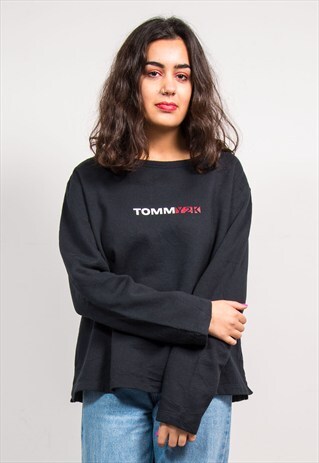 90'S VINTAGE TOMMY HILFIGER BLACK SWEATER TOP