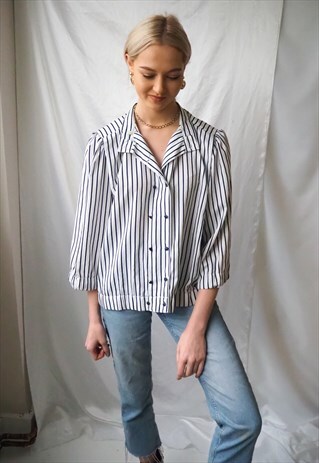 VINTAGE STRIPE BUTTON UP BLOUSE