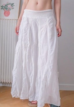 Vintage Y2K white cottage prairie maxi skirt