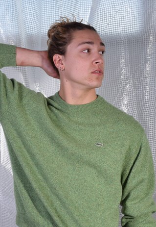 VINTAGE LACOSTE GREEN KNITTED JUMPER