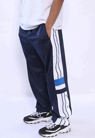 VINTAGE SERGIO TACCHINI POPPER TRACK BOTTOMS NAVY BLUE