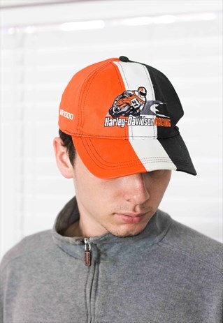 VINTAGE HARLEY-DAVIDSON RACING CAP LOGO 90S ONE SIZE 2.5