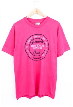 Vintage Buffalo River Gear T Shirt Pink Short Sleeve 90s