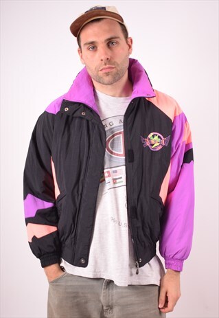 FILA MENS VINTAGE PADDED JACKET XL BLACK 90S
