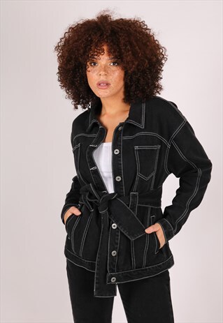 WYOMING BELTED DENIM JACKET WITH CONTRAST STITCH