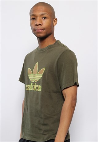 VINTAGE ADIDAS BIG SPELL OUT LOGO T-SHIRT GREEN