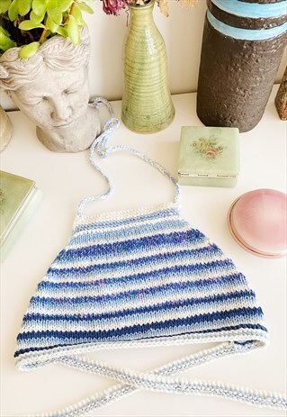 70S STYLE BOHO FESTIVAL JAZZY CROCHET HALTER CROP TOP