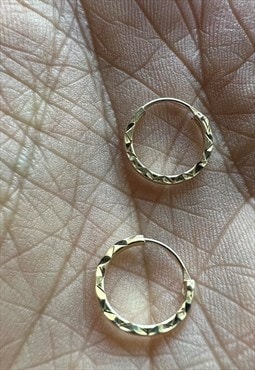 Yellow Gold 10mm Diamond Cut Sleepers, Hoop earrings for men