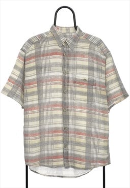 Vintage Andre Leon Grey Checked Short Sleeved Shirt Mens