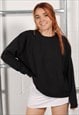 Vintage Plain Sweatshirt in Black Lounge Jumper XXL