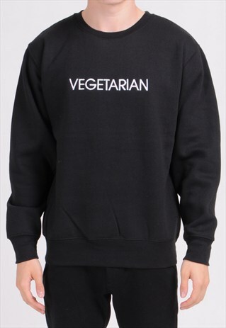 BLACK VEGETARIAN SWEATSHIRT - EMBROIDERED