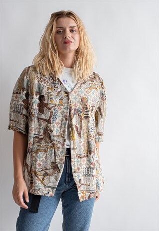 VINTAGE 70S BOHO EGYPTIAN TOP IN SHORT SLEEVE