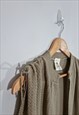 VINTAGE 70'S MUTED BROWN OPEN KNIT TIED SHOULDER TOP