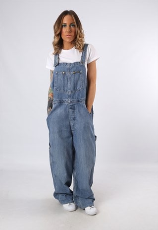 LEE DENIM DUNGAREES TALL LENGTH WIDE LEG UK 16 (P3H)