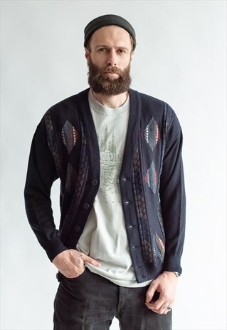 VINTAGE 80S MINIMAL ABSTRACT BUTTON UP CARDIGAN