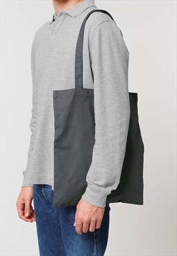 Essential Cotton Shoulder Tote Bag - Charcoal Grey