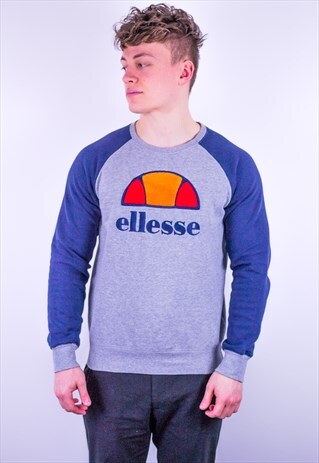 VINTAGE ELLESSE SWEATSHIRT IN GREY & BLUE