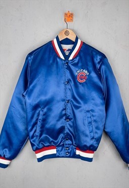 Vintage 80s Chicago Cubs Baseball Jacket Blue Small