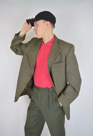 VINTAGE BROWN CHECKERED PARTY OVERSIZE BLAZER